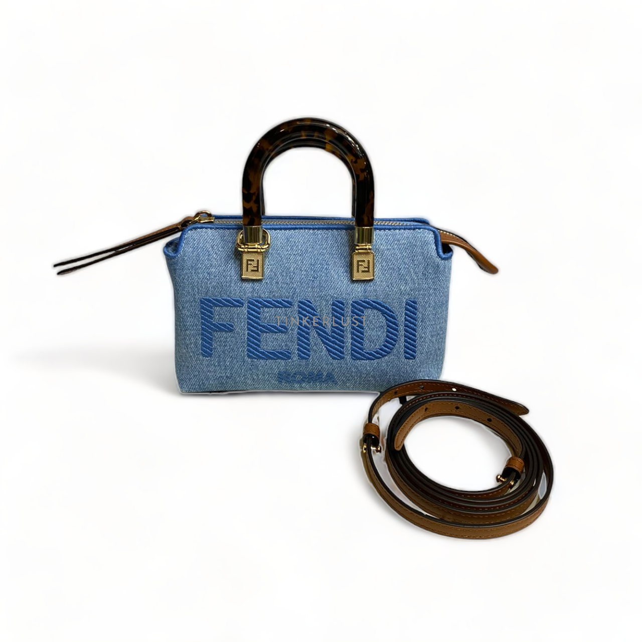 tas satchel Fendi By The Way Mini Light Blue Denim 2023 GHW